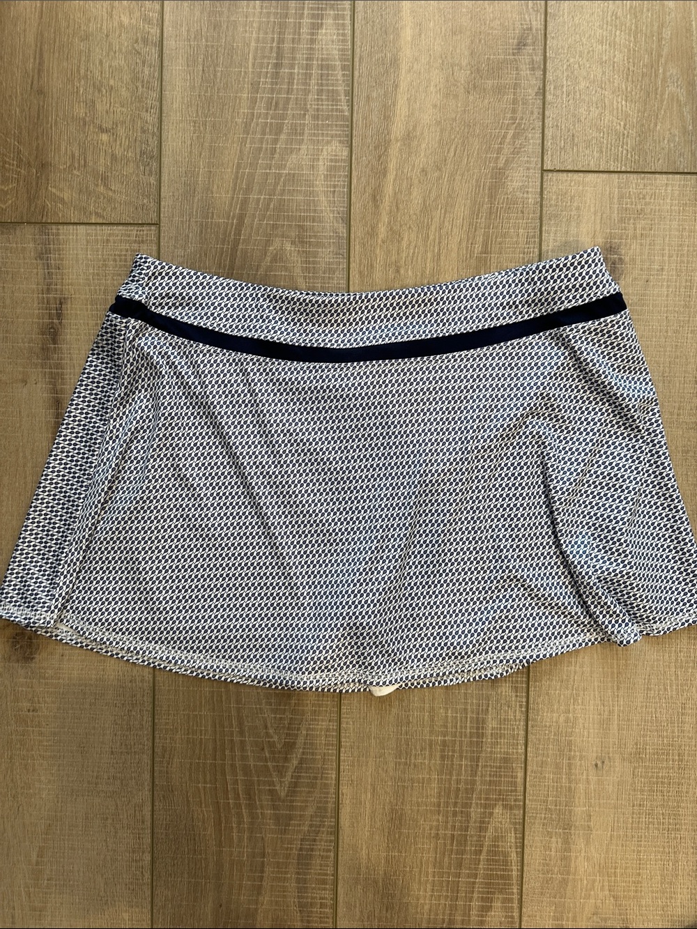 Grand Slam White Skort with Navy Tennis Racket Print Waistband